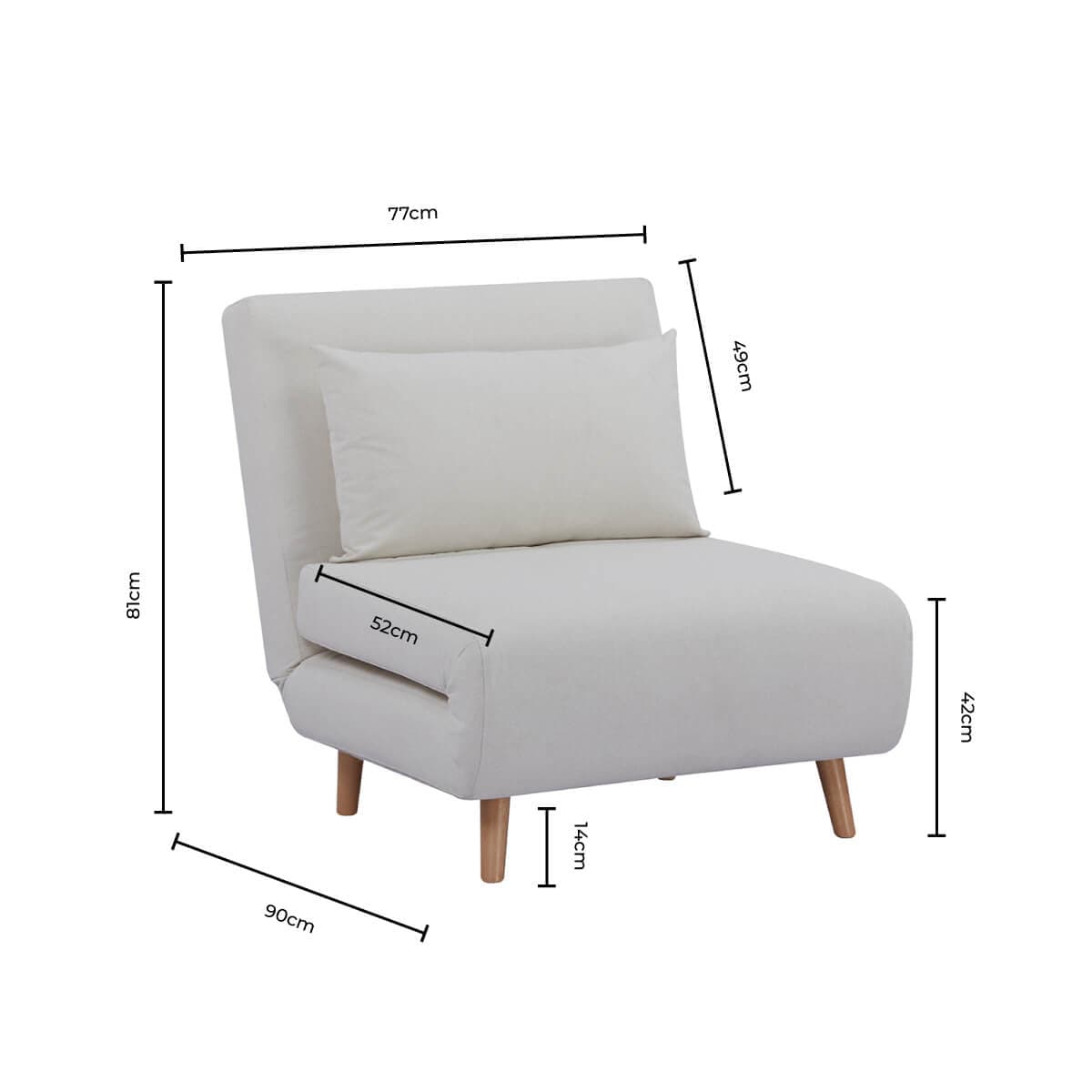 Dusklia - Seattle Single Click Clack Sofa Bed - Cream Linen