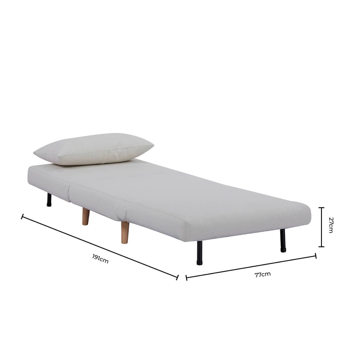 Dusklia - Seattle Single Click Clack Sofa Bed - Teddy Cream