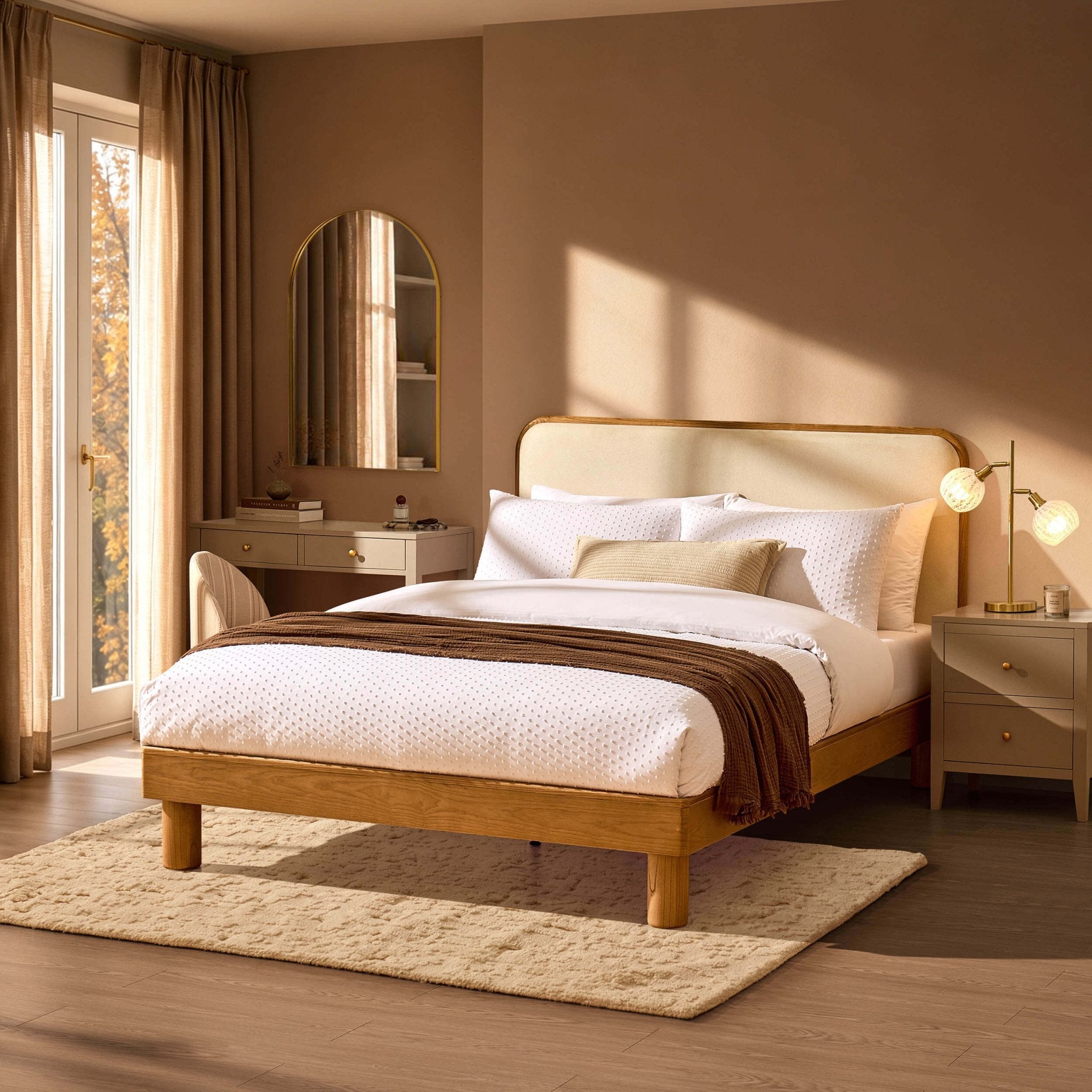 Dusklia - Seoul Bed Frame - Cream Linen