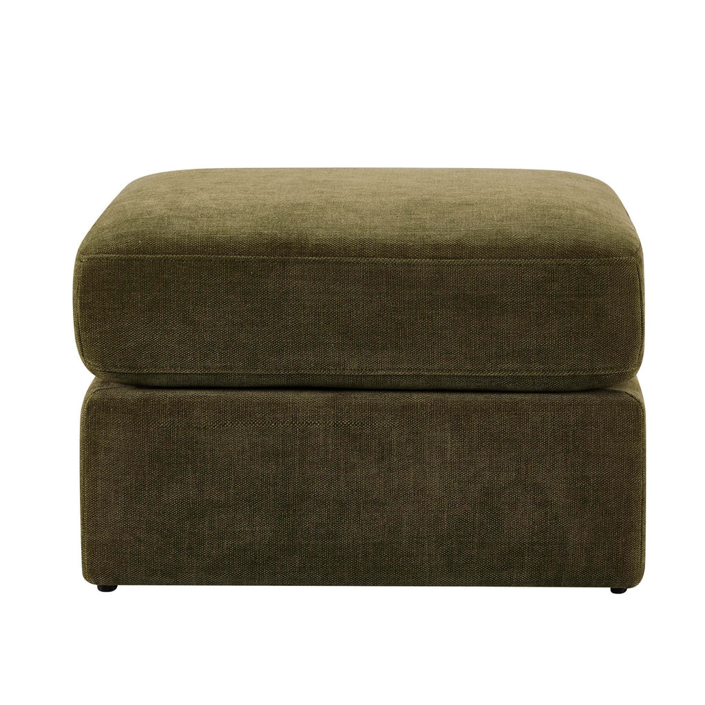 Dusklia - Small Seville Compact Pouffe - Chenille Olive