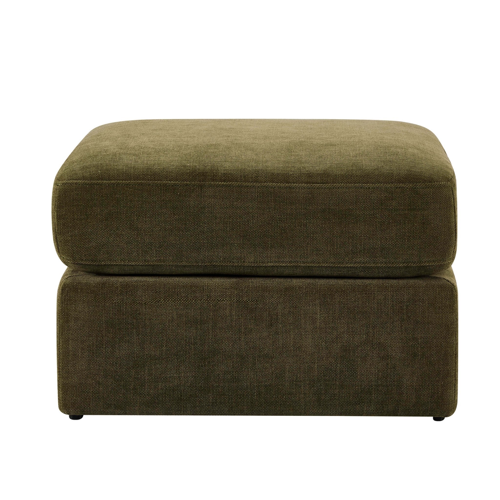 Dusklia - Small Seville Compact Pouffe - Chenille Olive