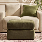 Dusklia - Small Seville Compact Pouffe - Chenille Olive