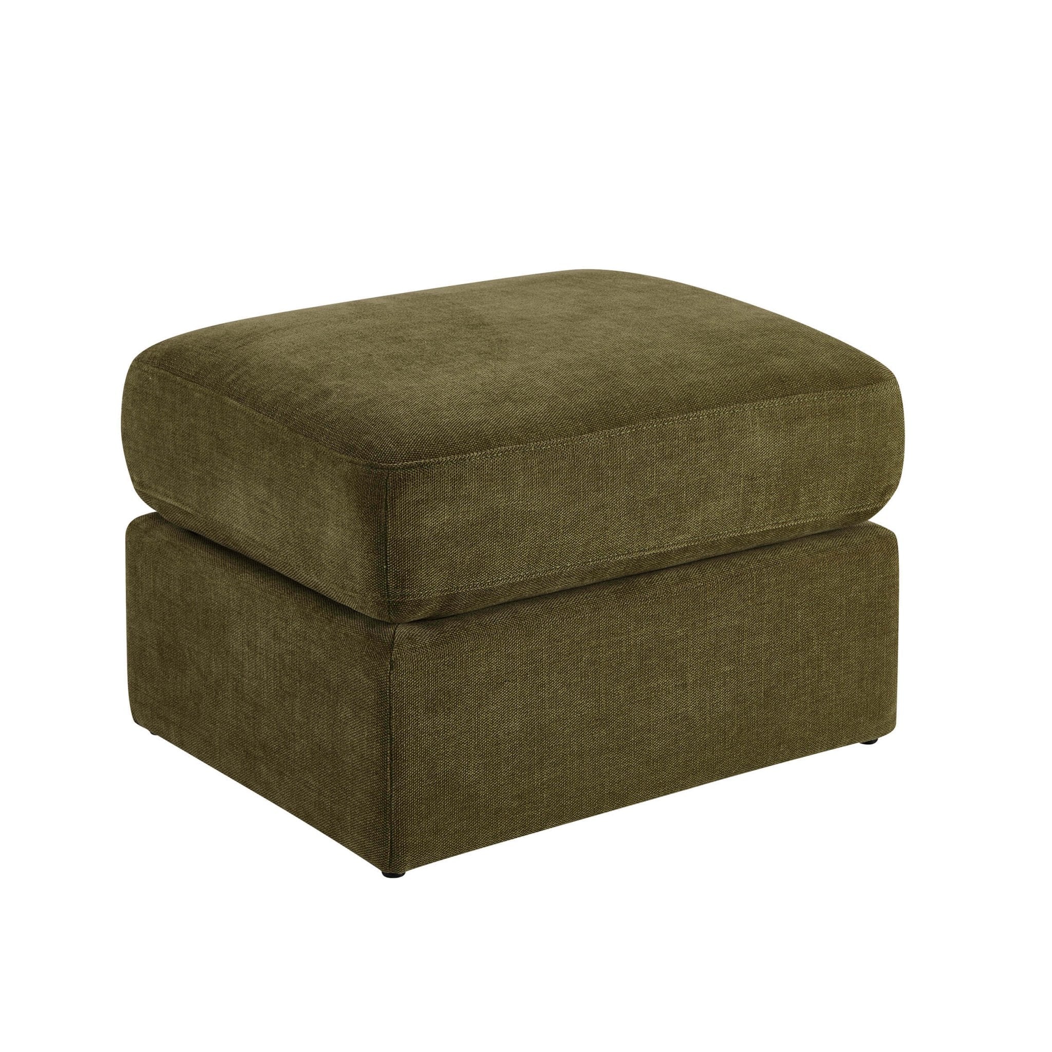 Dusklia - Small Seville Compact Pouffe - Chenille Olive