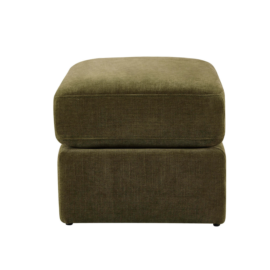 Dusklia - Small Seville Compact Pouffe - Chenille Olive