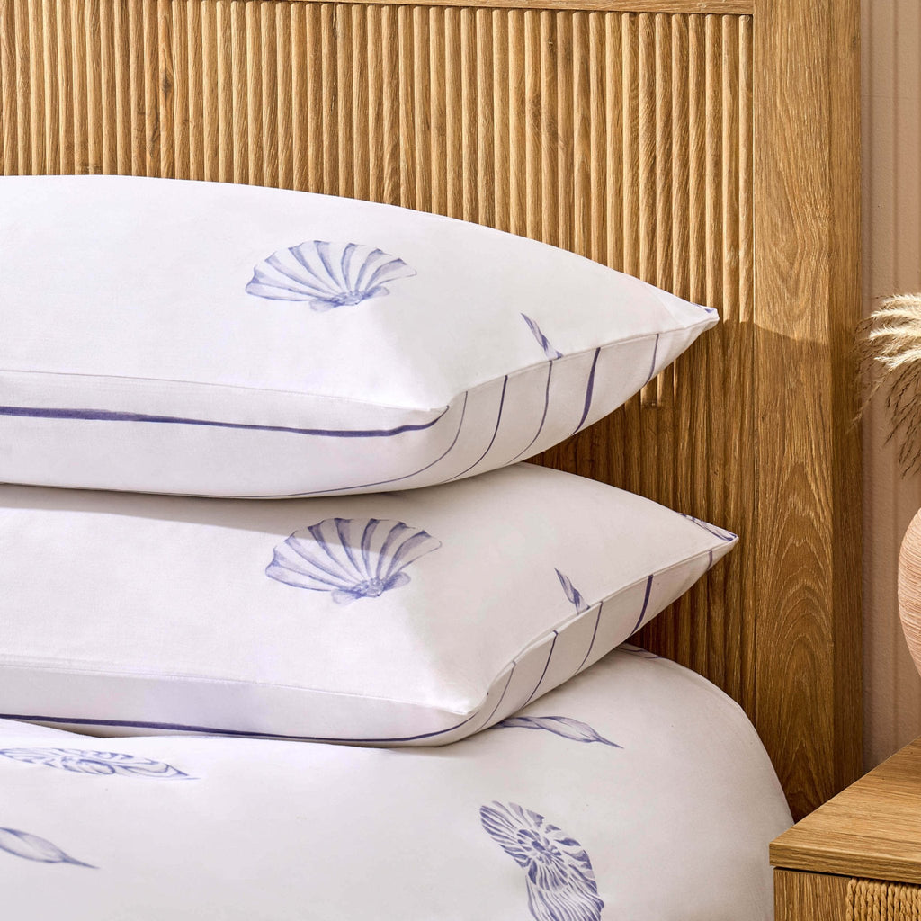 Dusklia - Shell 100% Cotton Reversible Duvet Cover & Pillowcase Set - Blue