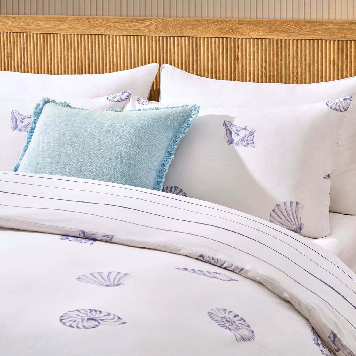 Dusklia - Shell 100% Cotton Reversible Duvet Cover & Pillowcase Set - Blue