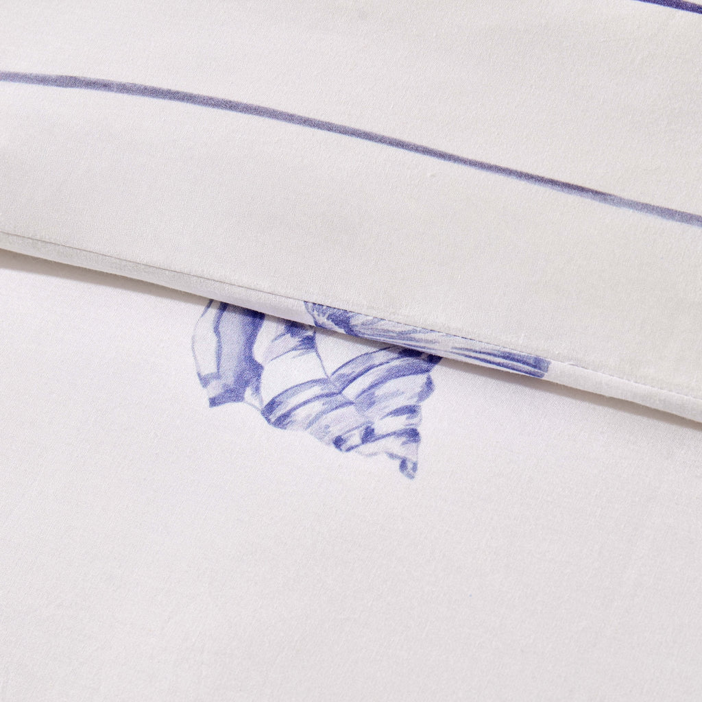 Dusklia - Shell 100% Cotton Reversible Duvet Cover & Pillowcase Set - Blue