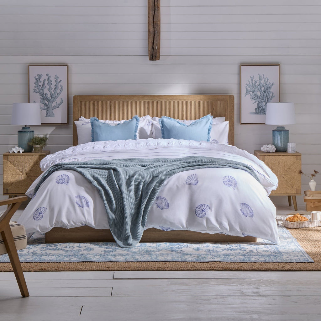 Dusklia - Shell 100% Cotton Reversible Duvet Cover & Pillowcase Set - Blue