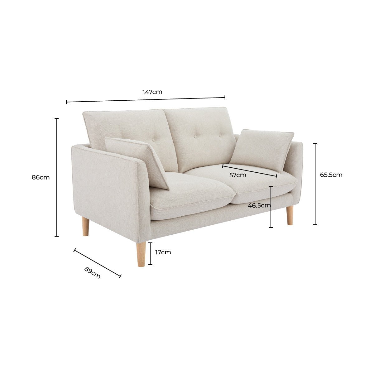 Dusklia - Shoreditch 2 Seater Sofa - Natural