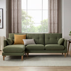 Dusklia - Shoreditch Left Hand Chaise Sofa - Woven Green