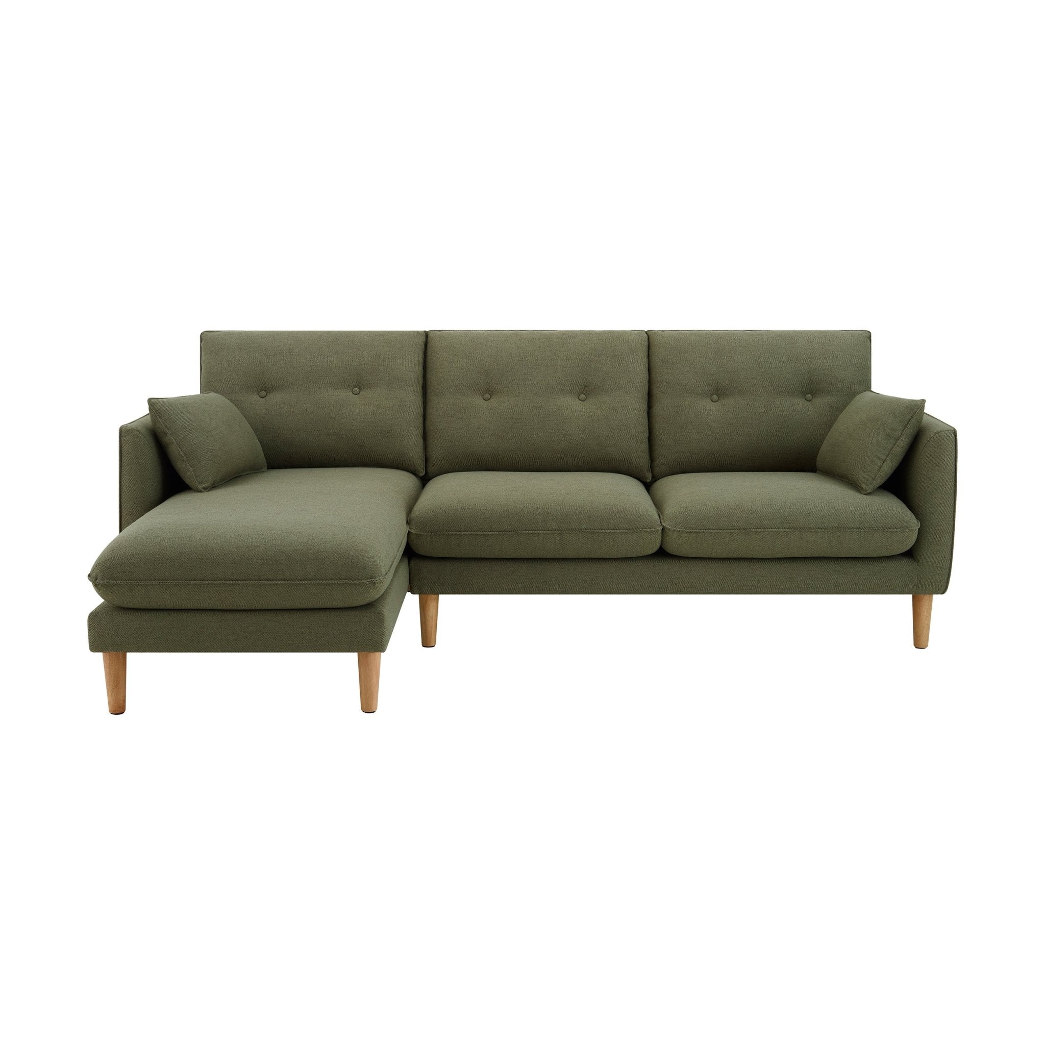 Dusklia - Shoreditch Left Hand Chaise Sofa - Woven Green