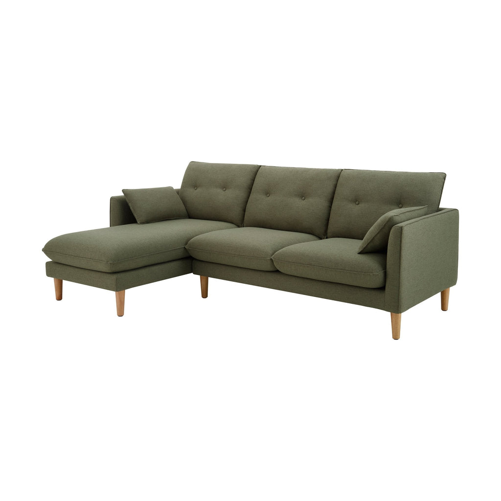 Dusklia - Shoreditch Left Hand Chaise Sofa - Woven Green
