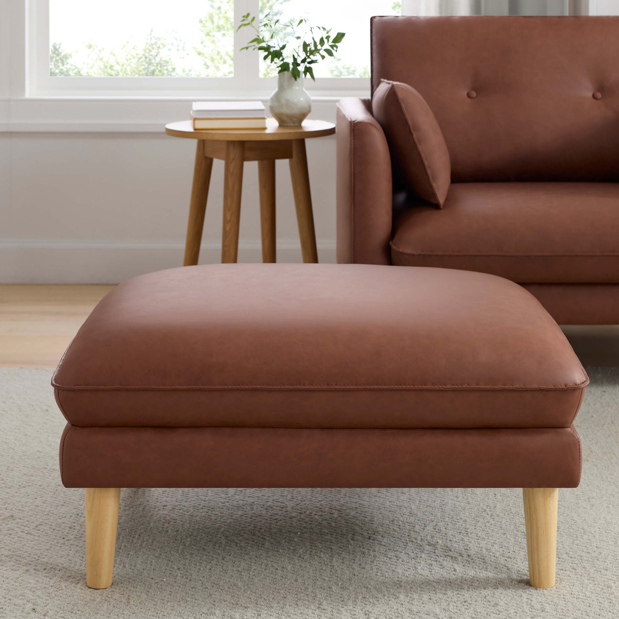 Dusklia - Shoreditch Pouffe - Faux Leather Tan
