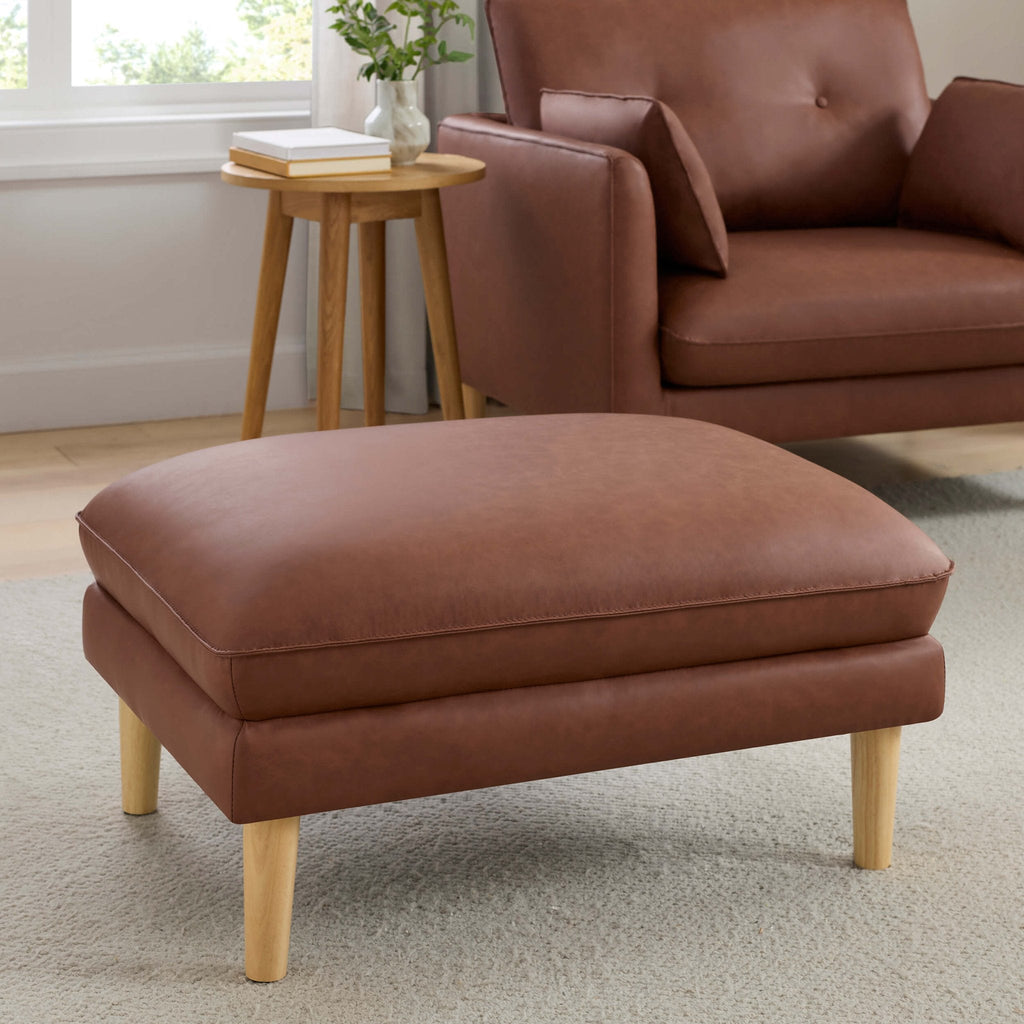 Dusklia - Shoreditch Pouffe - Faux Leather Tan