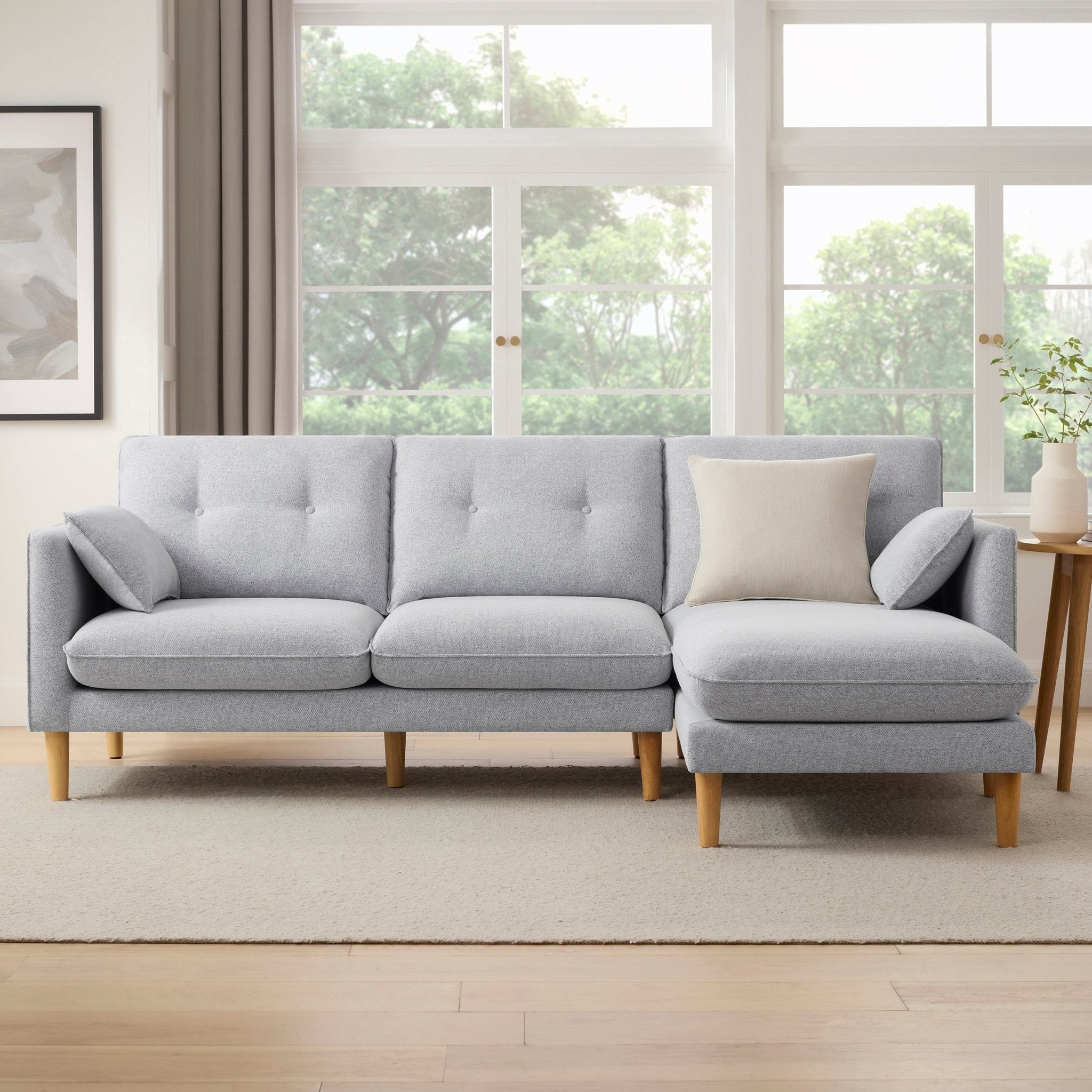 Dusklia - Shoreditch Right Hand Chaise Sofa - Light Grey
