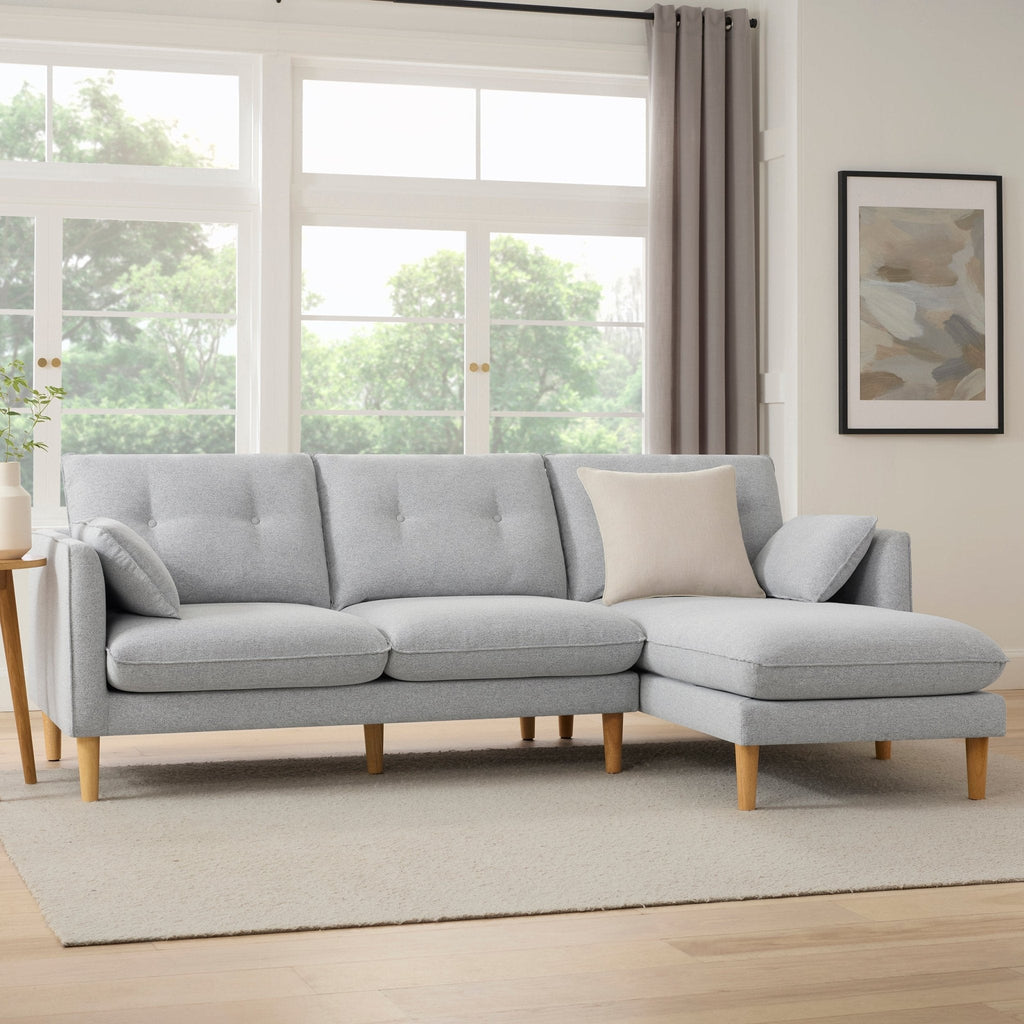 Dusklia - Shoreditch Right Hand Chaise Sofa - Light Grey