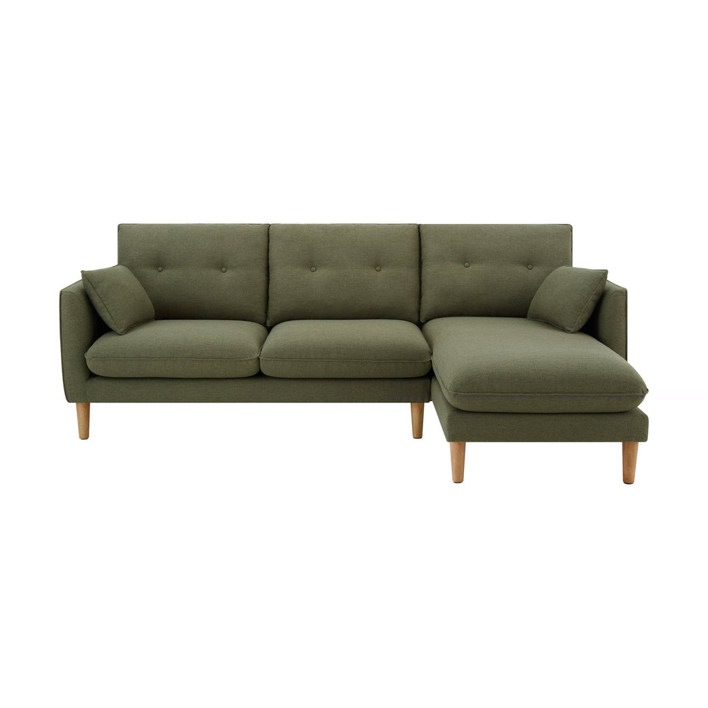 Dusklia - Shoreditch Right Hand Chaise Sofa - Woven Green