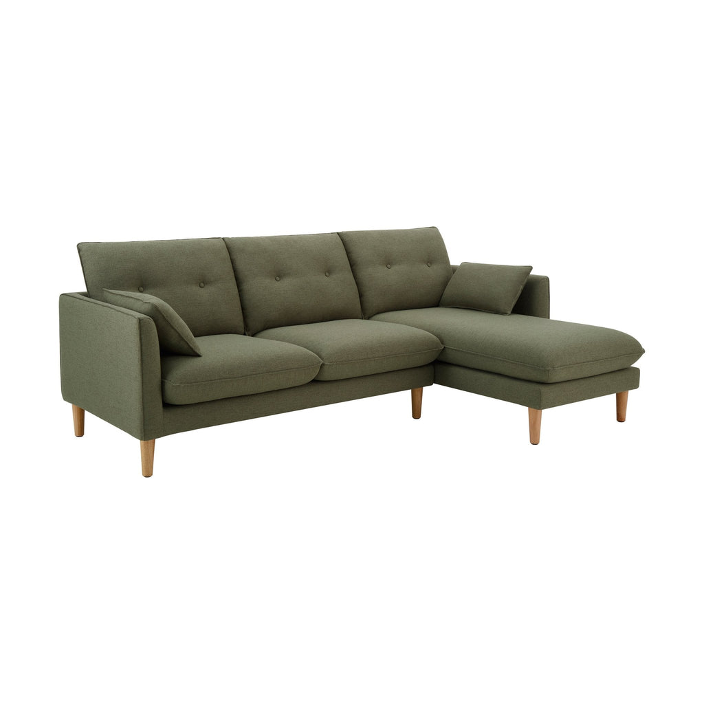 Dusklia - Shoreditch Right Hand Chaise Sofa - Woven Green