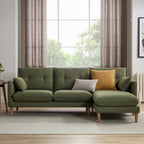 Dusklia - Shoreditch Right Hand Chaise Sofa - Woven Green