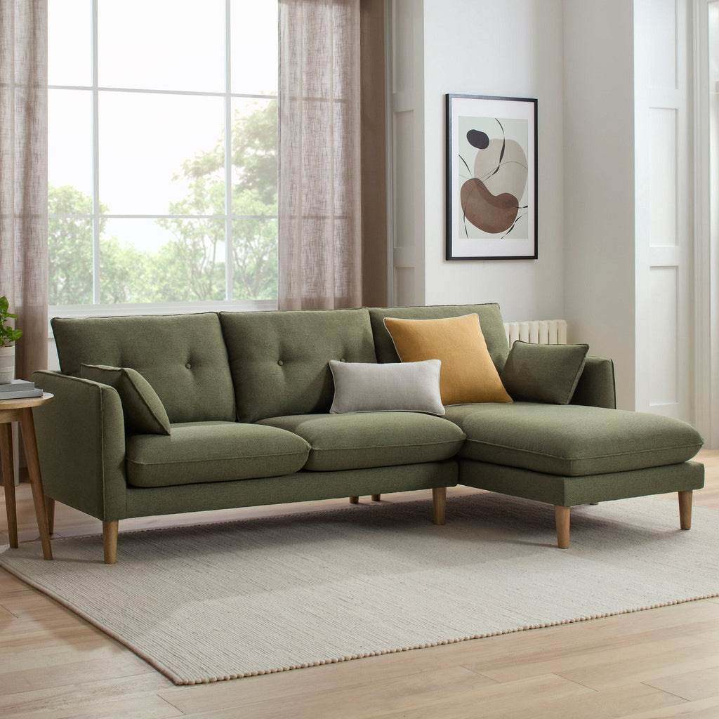 Dusklia - Shoreditch Right Hand Chaise Sofa - Woven Green