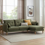 Dusklia - Shoreditch Right Hand Chaise Sofa - Woven Green
