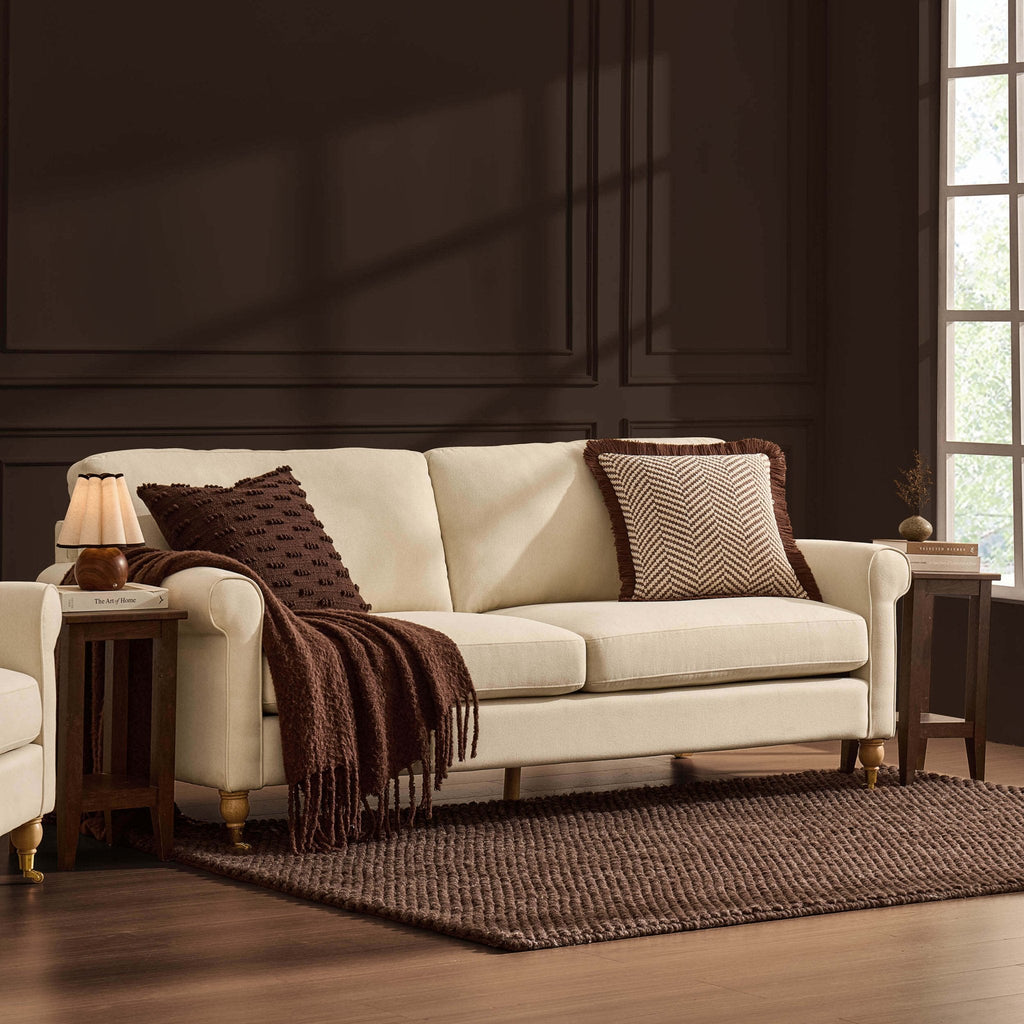 Dusklia - Sicily 3 Seater Sofa - Cream Linen