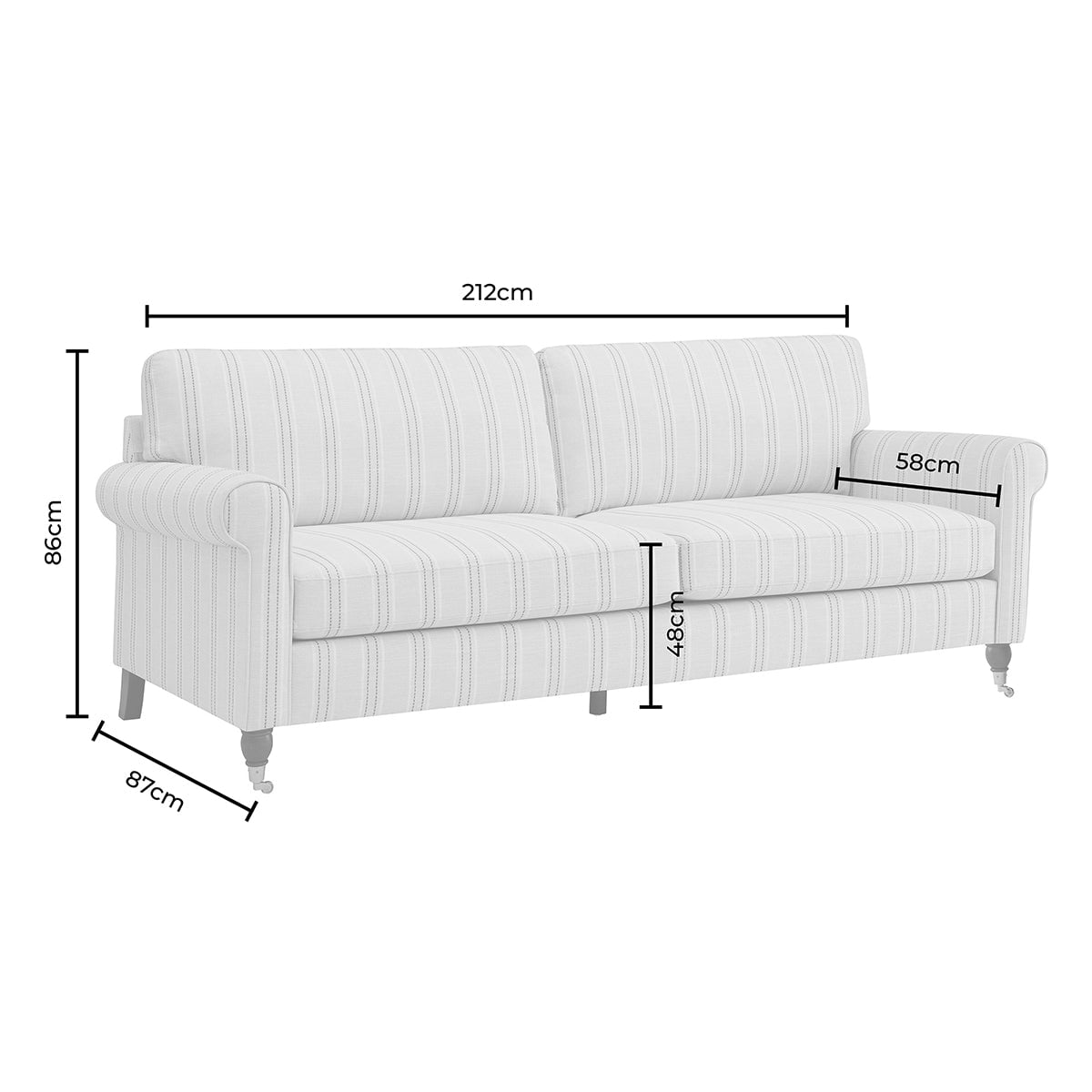 Dusklia - Sicily 3 Seater Sofa - Stripe