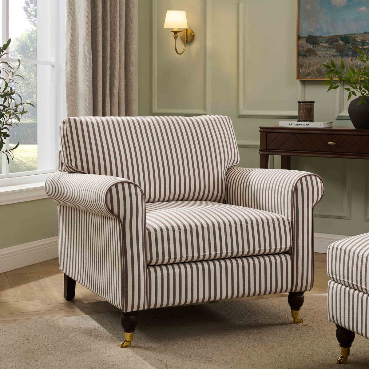 Dusklia - Sicily Armchair - Chocolate Stripe