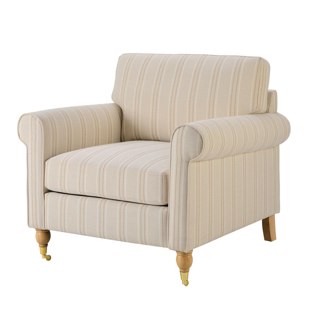Dusklia - Sicily Armchair - Natural Stitched Stripe