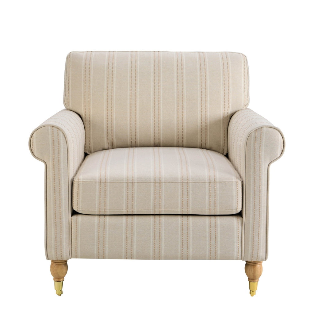 Dusklia - Sicily Armchair - Natural Stitched Stripe