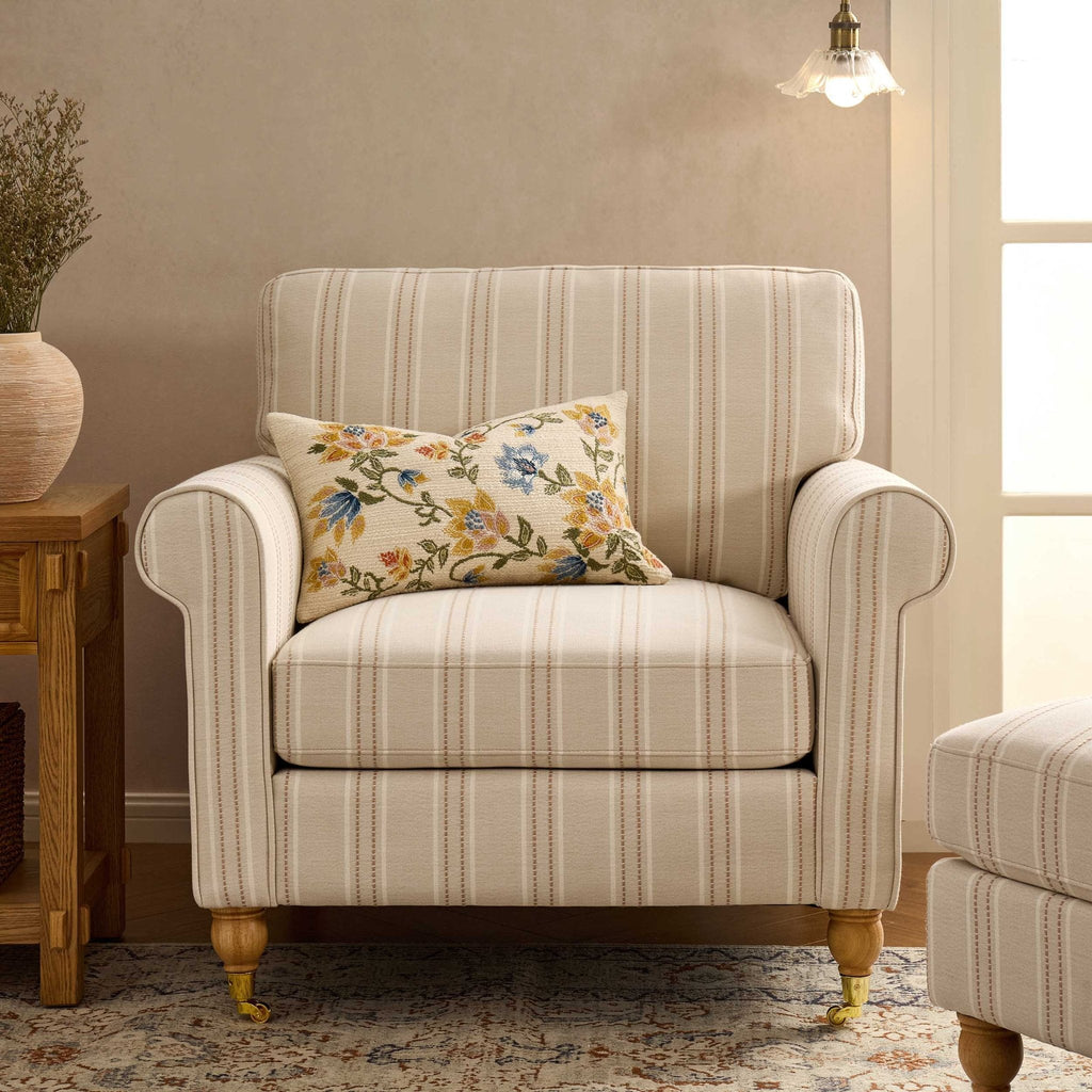 Dusklia - Sicily Armchair - Natural Stitched Stripe