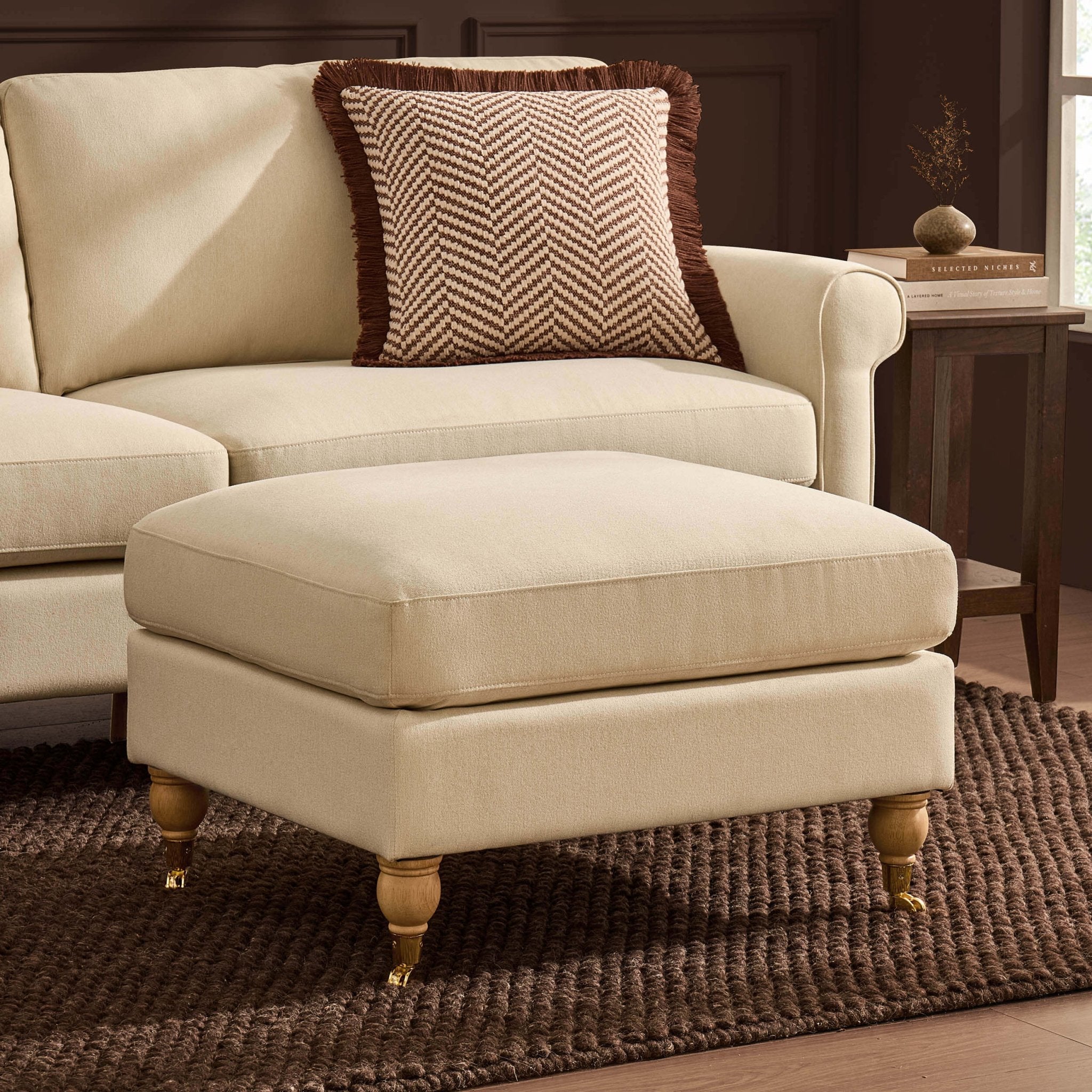 Dusklia - Sicily Pouffe - Cream Linen