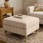 Dusklia - Sicily Pouffe - Natural Stitched Stripe