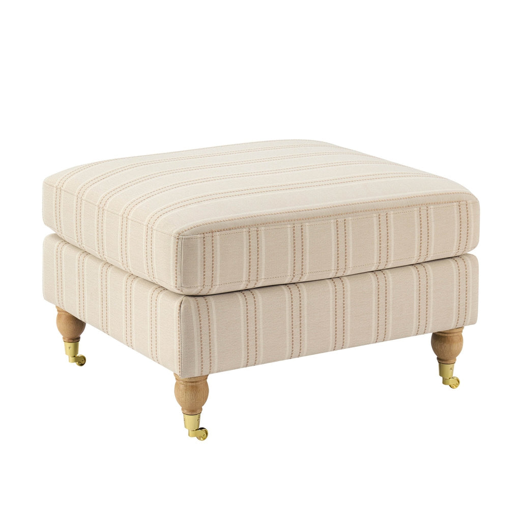 Dusklia - Sicily Pouffe - Natural Stitched Stripe