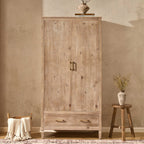 Dusklia - Sienna 2 Door Wardrobe with Drawers - Washed Wood