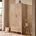 Dusklia - Sienna 2 Door Wardrobe with Drawers - Washed Wood