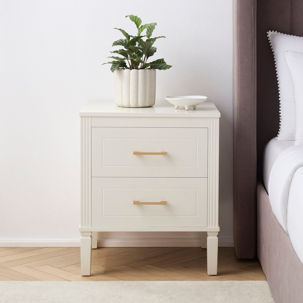 Dusklia - Sienna 2 Drawer Bedside Table - Cream