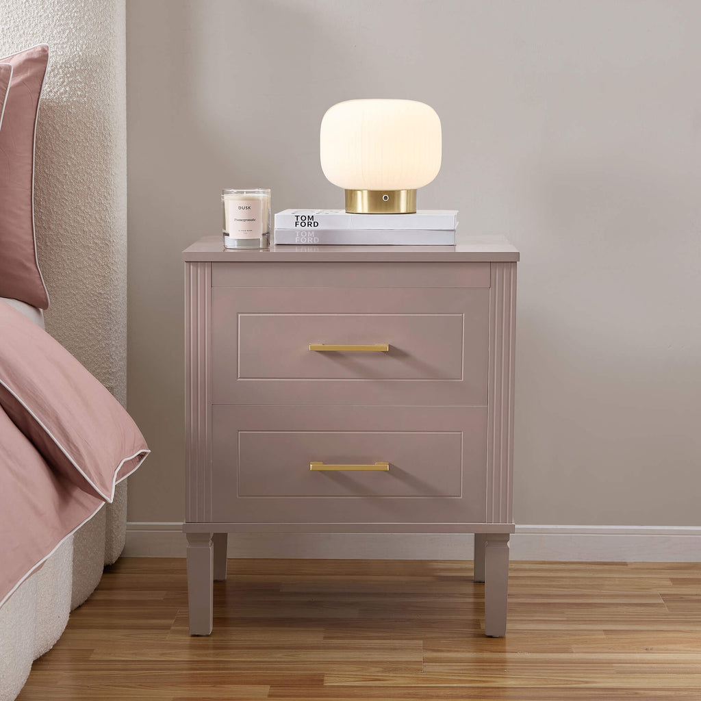 Dusklia - Sienna 2 Drawer Bedside Table - Dusty Mauve
