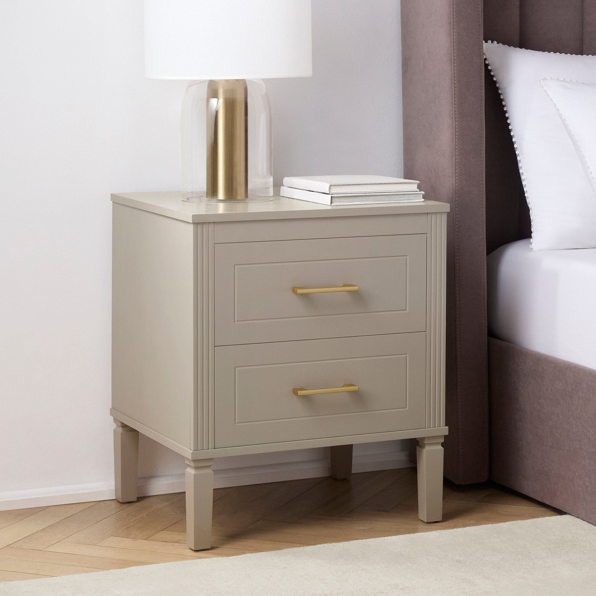 Dusklia - Sienna 2 Drawer Bedside Table - Taupe