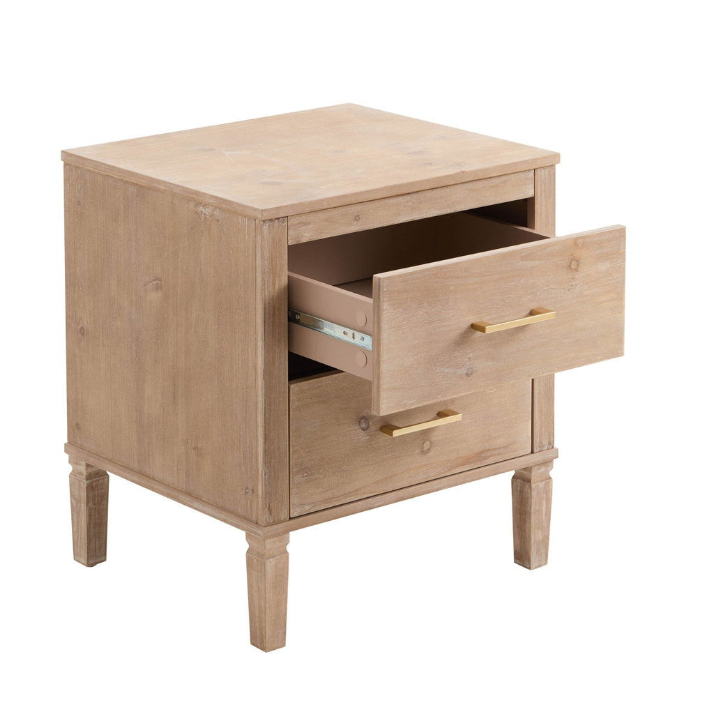 Dusklia - Sienna 2 Drawer Bedside Table - Washed Wood