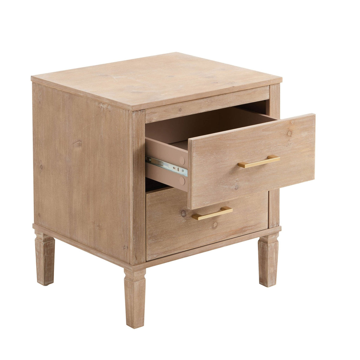 Dusklia - Sienna 2 Drawer Bedside Table - Washed Wood