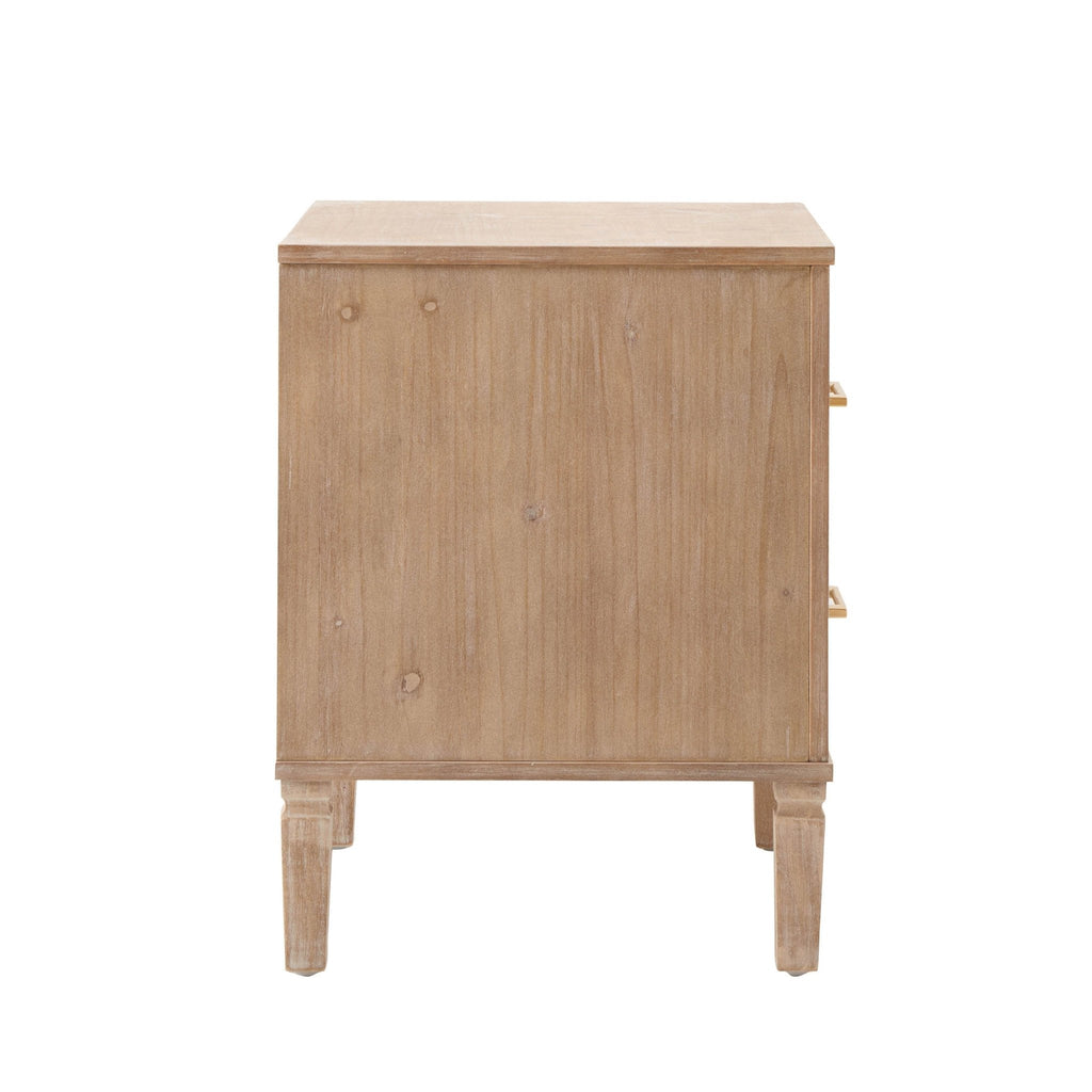 Dusklia - Sienna 2 Drawer Bedside Table - Washed Wood