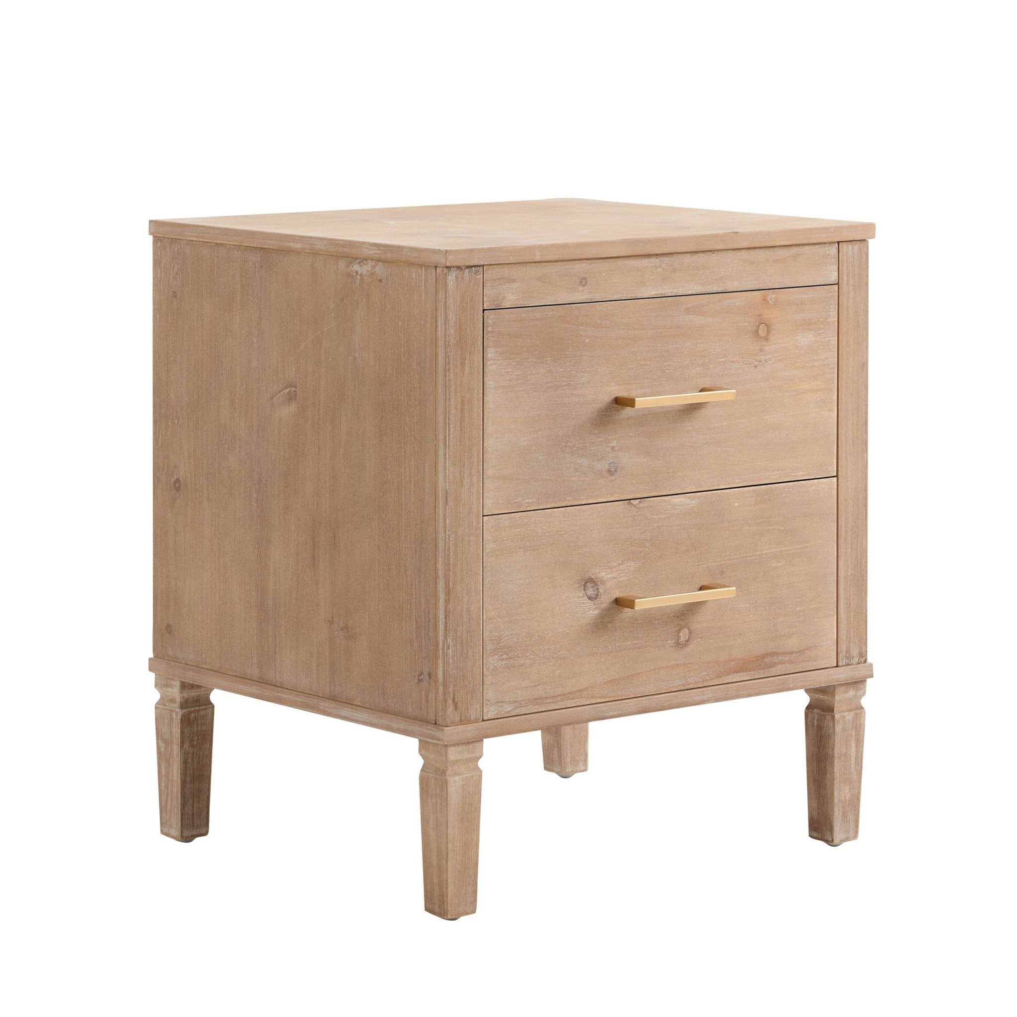 Dusklia - Sienna 2 Drawer Bedside Table - Washed Wood