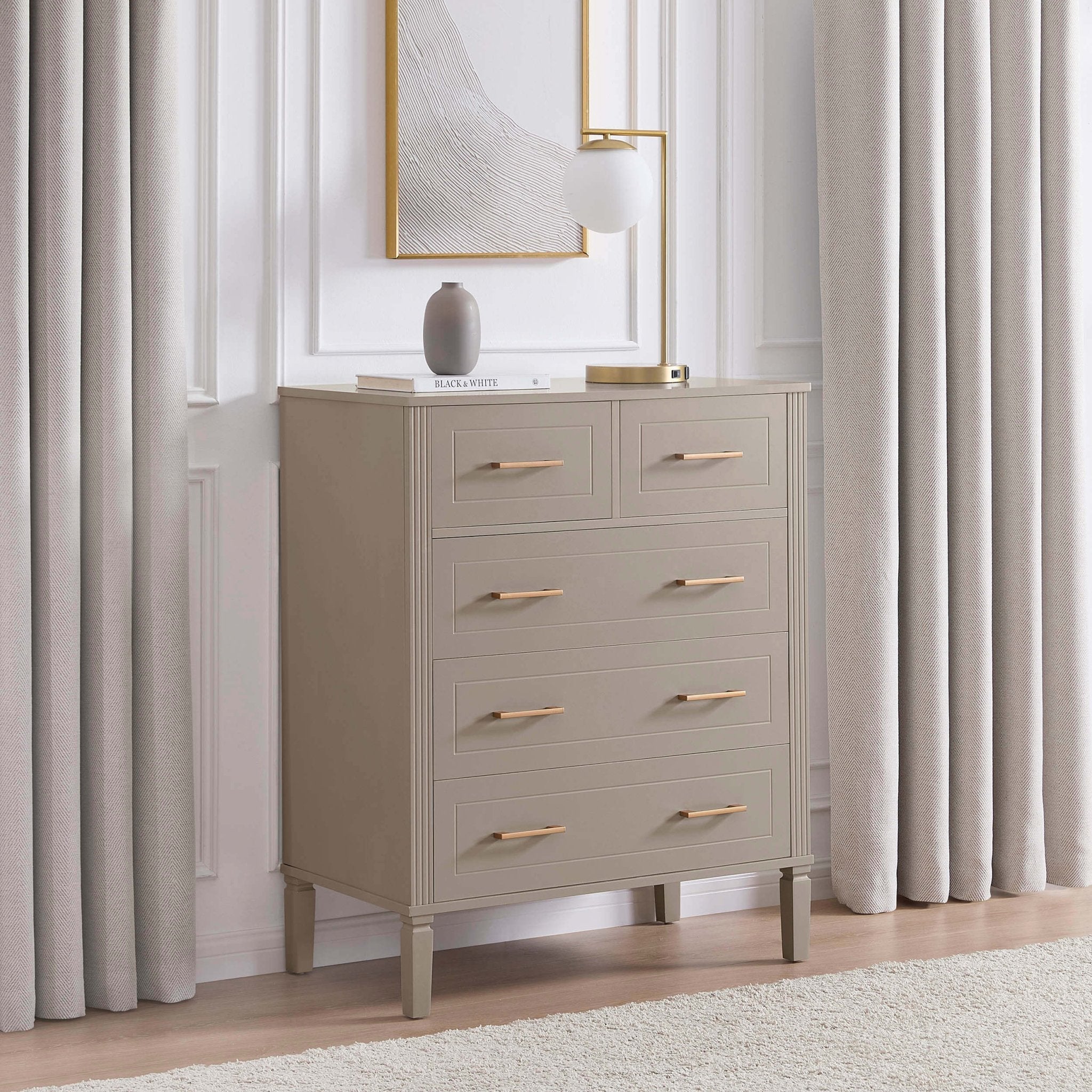 Dusklia - Sienna 5 Drawer Chest - Taupe