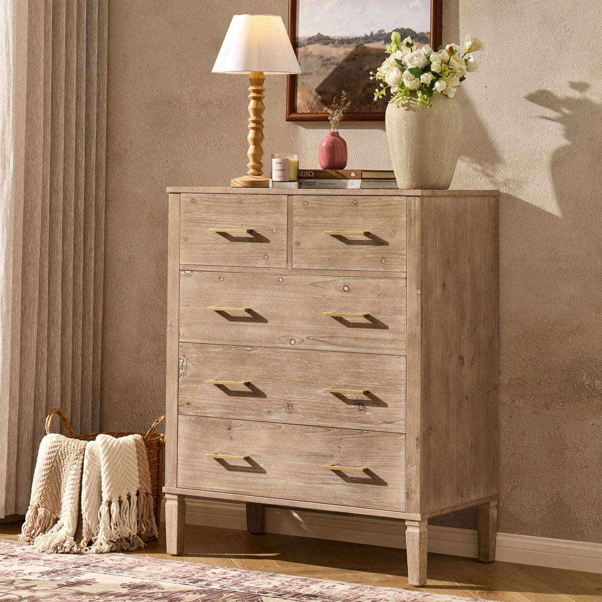 Dusklia - Sienna 5 Drawer Chest - Washed Wood