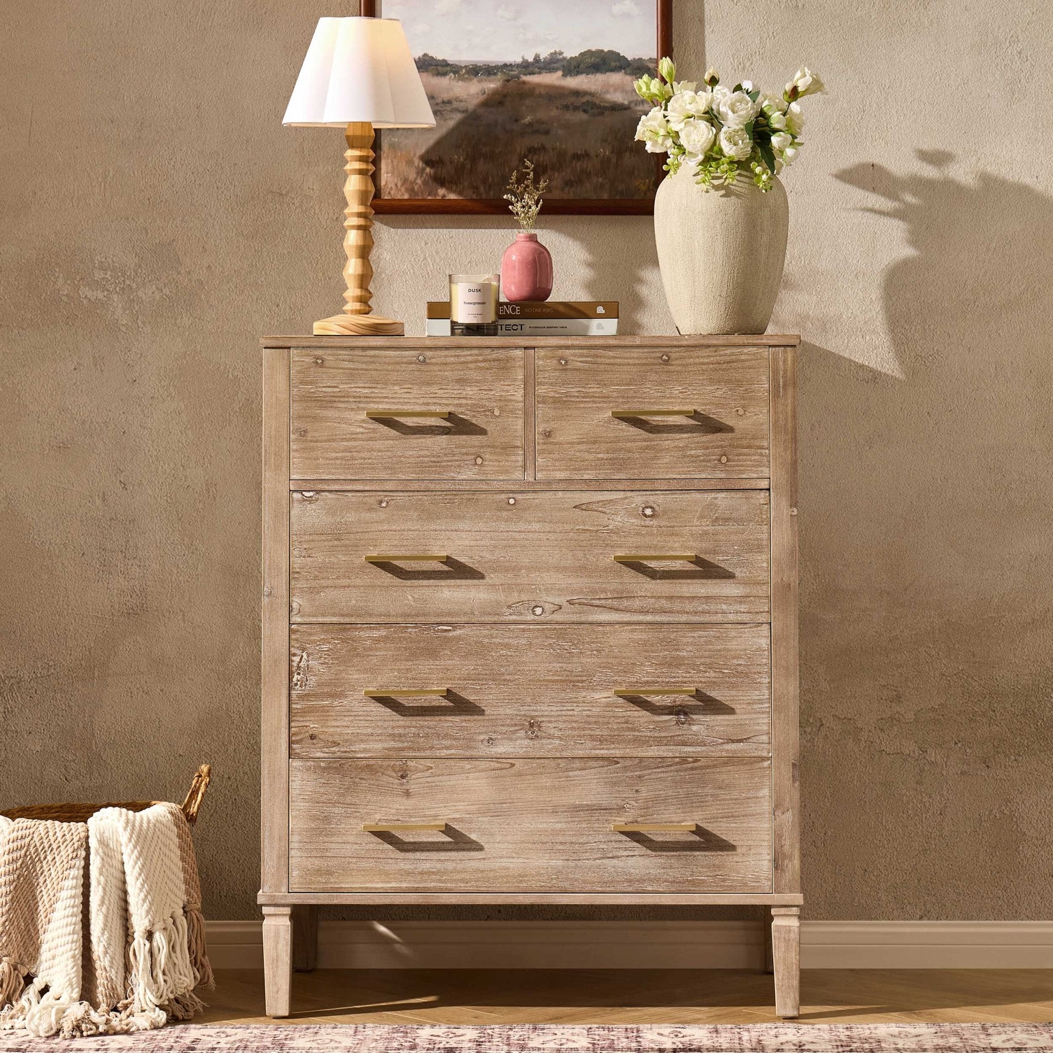 Dusklia - Sienna 5 Drawer Chest - Washed Wood