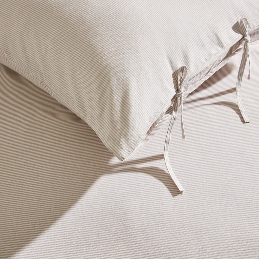 Dusklia - Sigrid 100% Cotton Yarn Dyed Stripe Duvet Cover & Pillowcase Set - Natural