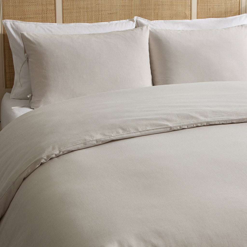 Dusklia - Sigrid 100% Cotton Yarn Dyed Stripe Duvet Cover & Pillowcase Set - Natural