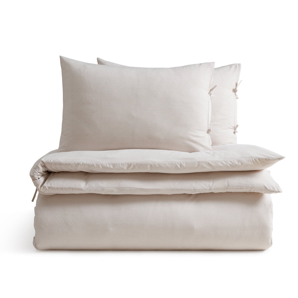 Dusklia - Sigrid 100% Cotton Yarn Dyed Stripe Duvet Cover & Pillowcase Set - Natural