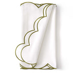 Dusklia - Simone Scallop Edge Table Runner - Off White/Olive